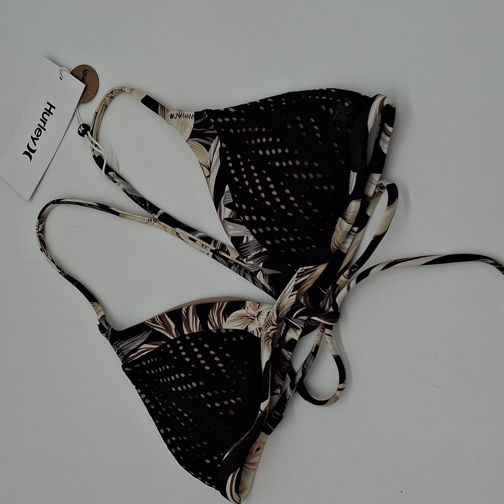 Hurley Hawaiiana Mix Banded Tri Bikini Top Black S